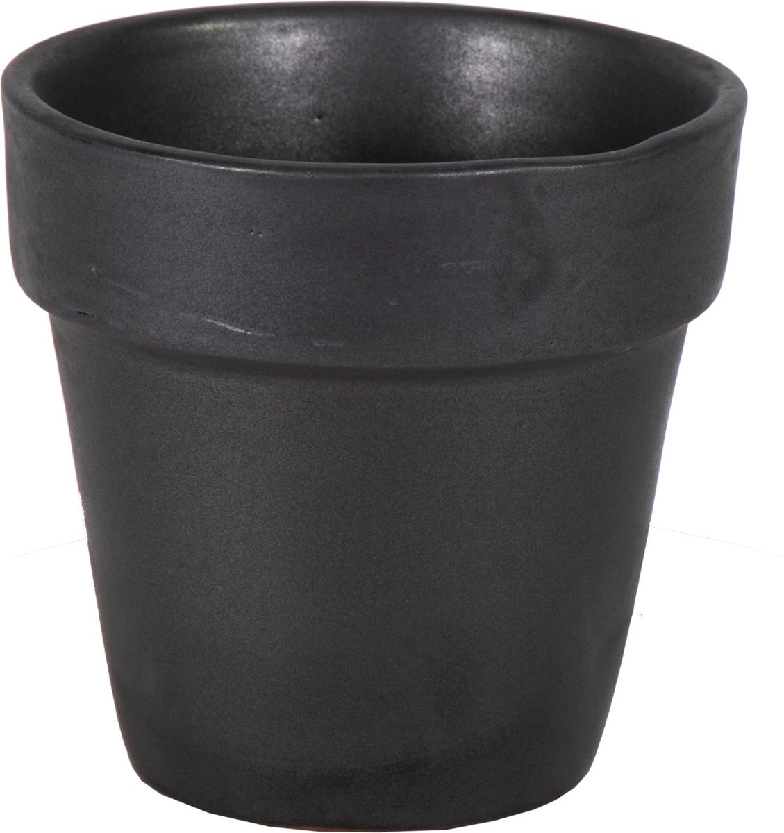 Mega Collections Plantenpot/bloempot - keramiek - mat zwart - D20 x H20 cm