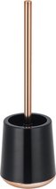 MSV Coruna Toilettes/ brosse de toilette dans le support - plastique - noir / cuivre - 38 x 12 cm - Aspect Luxe