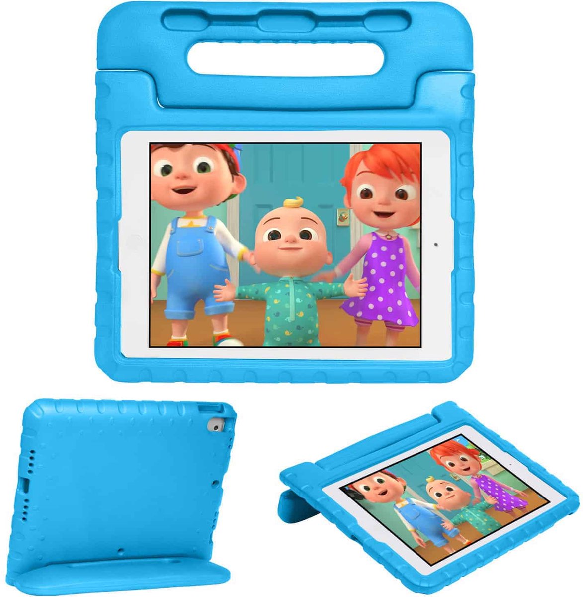Geschikt Voor iPad 9/8/7 Hoes Kinderen - 9e/8e/7e Generatie - 2021/2020/2019 Hoes Kind - Solidenz Kidsproof Backcover - Hoesje - Kinderhoes - Met Standaard - Met Pencil Houder - Kids Case - Blauw