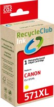 RecycleClub inktcartridge - Inktpatroon - Geschikt voor Canon - Alternatief voor Canon CLi-571XL Yellow - Geel 13ml - 810 pagina's