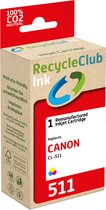 RecycleClub inktcartridge - Inktpatroon - Geschikt voor Canon - Alternatief voor Canon CL-511 Kleur 12ml - 390 pagina's