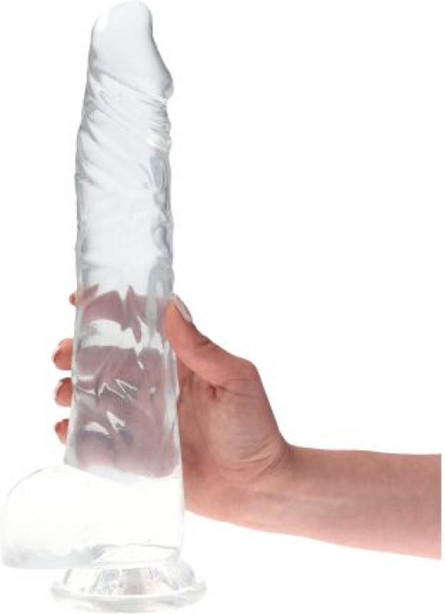 Goedkoopste Transparante XXL Dildo - 32.5 cm - Met Zuignap - Grote Dildo