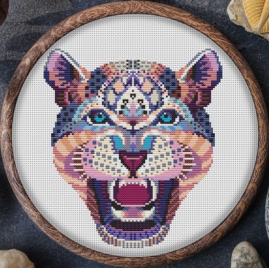 Borduurpakket Mandala Luipaard - telpatroon om zelf te borduren - 274