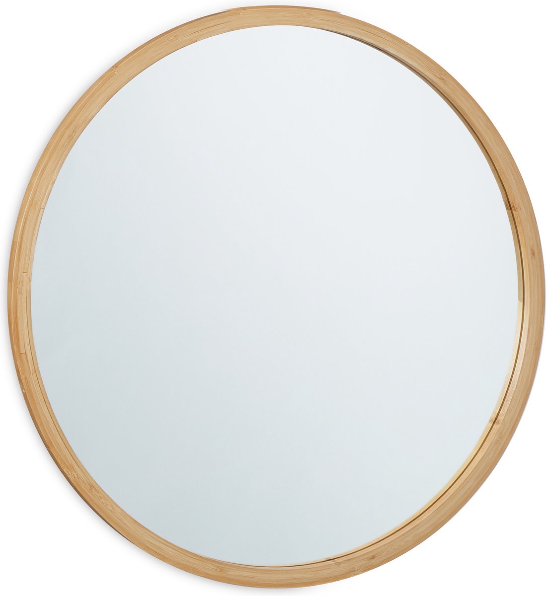 wandspiegel rond - Ø 61 cm - met bamboe lijst - hangend - badkamerspiegel