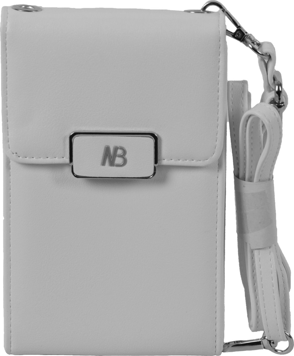 Telefoontasje dames crossbody | Festival bag met portemonnee - Wit Nektasje afmeting H18,5 x B11 cm