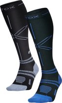 STOX Energy Socks - 2 Pack Hardloopsokken voor Mannen - Premium Compressiesokken - Kleuren: Zwart/Grijs en Zwart/Blauw - Maat: XLarge - 2 Paar - Voordeel