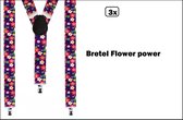 3x Bretel flower power hippie - Themafeest carnaval thema party hippie festival disco 70s and 80s