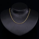 Velini jewels-1mm breed Slang halsketting- 925 Zilver gerodineerd 12kt gold plated Ketting- 45 cm met 5cm verlengstuk- Anker sluiting