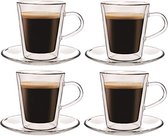 Dubbelwandige latte macchiato-glazen, koffieglas, theeglazen - mokkakopjes , Koffiekopjes , espressokopjes - kopjes - Cappuccino kopjes 4 x 100 ml