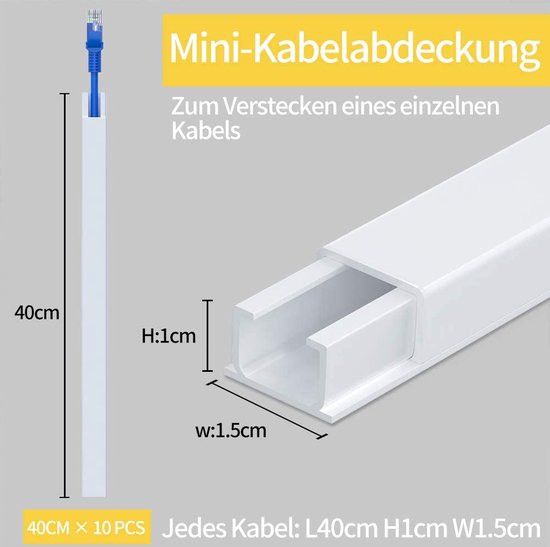 Magnetische kabelgoot voor aan de muur - kabelstrip voor 5 kabels