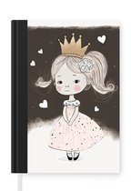 Notitieboek - Schrijfboek - Prinses - Roos - Hartjes - Meisjes - Notitieboekje klein - A5 formaat - Schrijfblok