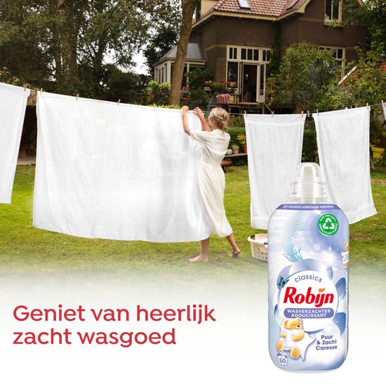 Robijn - Adoucissant liquide - Pure & Soft - Avec parfum floral rafraîchissant - 8 x 50 lavages - Pack économique