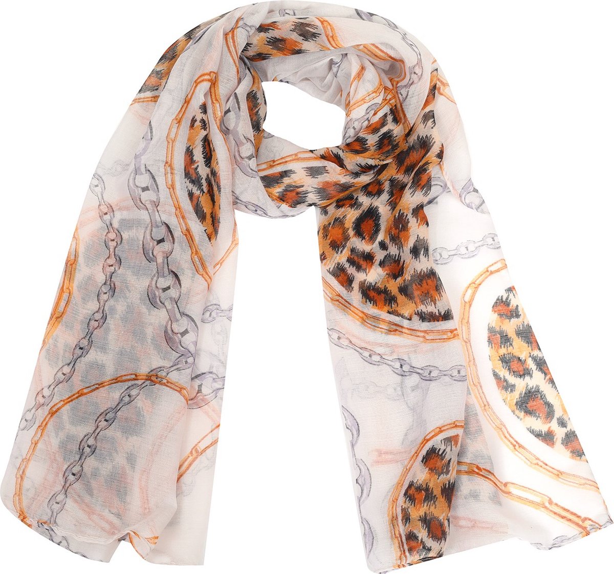 Sjaal met Panterprint - 180x70 cm - Bruin