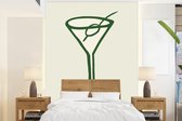 Behang - Fotobehang Cocktail - Rietje - Glas - Groen - Breedte 190 cm x hoogte 260 cm - Behangpapier