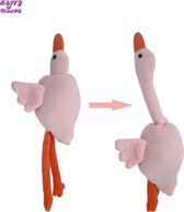 Happy Trendz® Zachte zwaan knuffel met uitrekbare benen en hoofd Kleur Roze - 45cm pluche - Pluche zwaan met beweegbare poten en kop - 45cm lang en superzacht