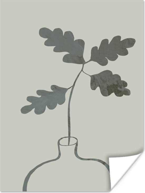 Poster Fleurs - Feuilles - Pot de fleurs - Vert - 120x160 cm XXL