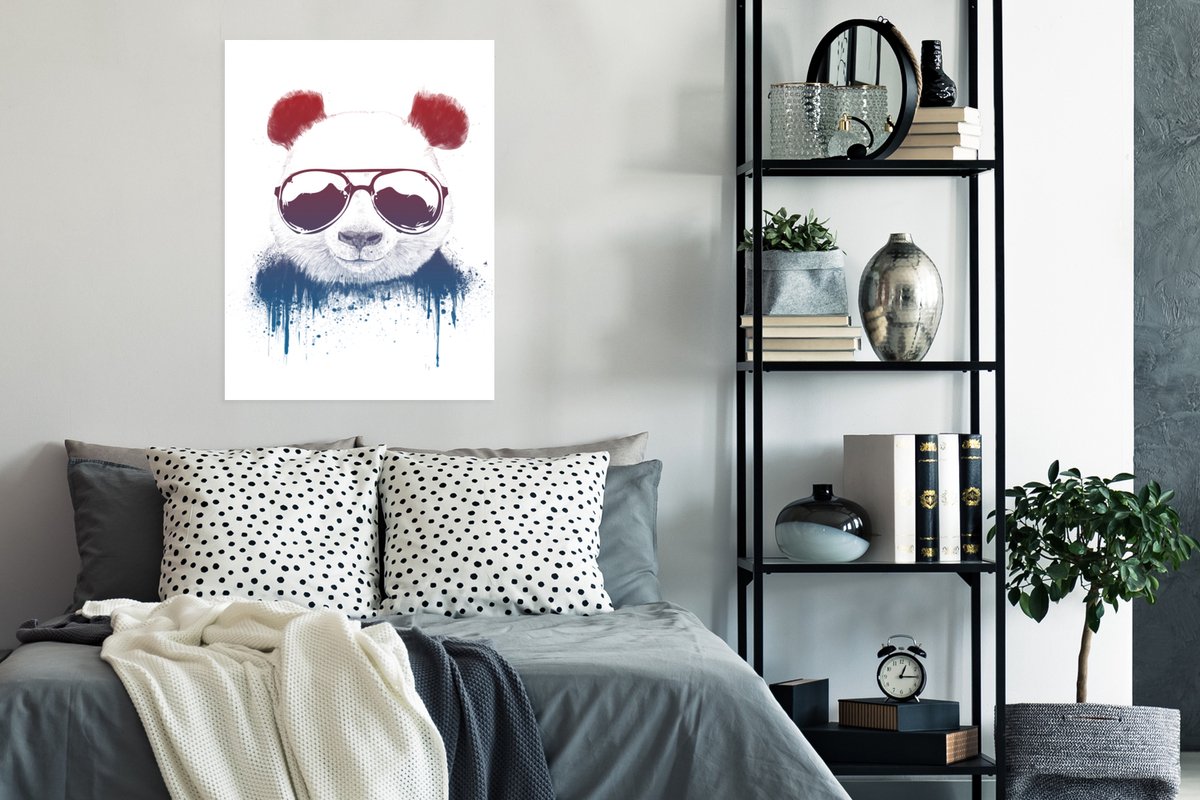 Poster Panda - Bril - Druppels - Wit - 60x80 cm