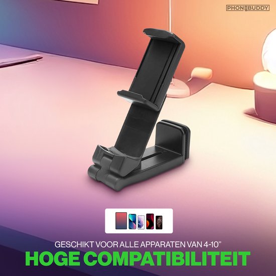 Phonebuddy Universele Telefoonhouder – Vliegtuig – Trein – Tafel – 360 graden draaibaar – Zwart – Reizen – Telefoonstandaard bureau - Telefoon statief