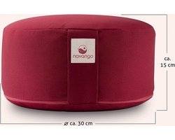 Meditatiekussen - bordeauxrood I Rond yogakussen handgemaakt in Duitsland I Zithoogte 15 cm I Verborgen ritssluiting I Vulling van 100% speltschil I Wasbare hoes 100% katoen