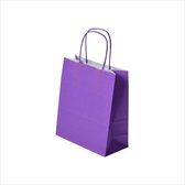 Luxe Set van 50 Papieren Draagtassen - Violet - 18x8x24cm - Hoogwaardige Kraft Papieren Tassen - Met Gedraaide Handvatten - Ideaal voor Winkelen en Verpakken