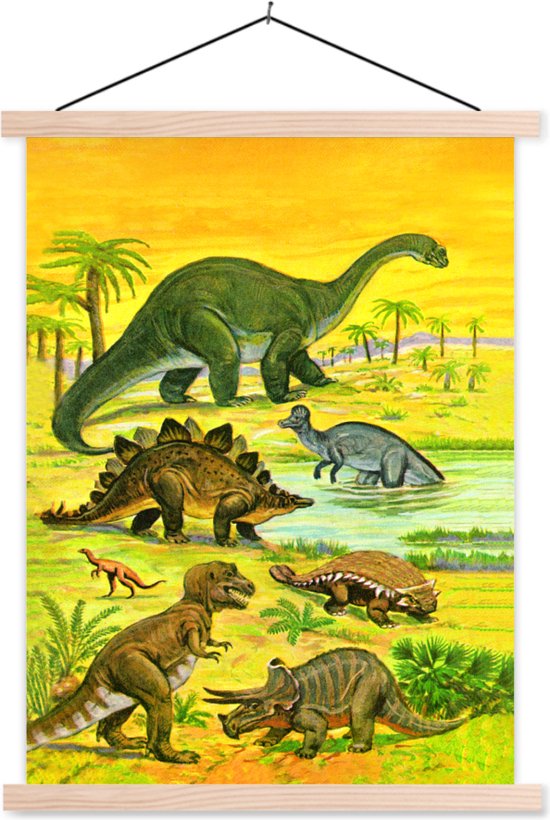 slaap knijpen Integraal Posterhanger incl. Poster - Schoolplaat - Dino - Illustratie - Geel -  Jongens -... | bol.com