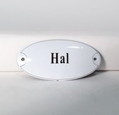 Emaille deurbordje wandbord Hal - 10 x 5 cm Ovaal NS-10