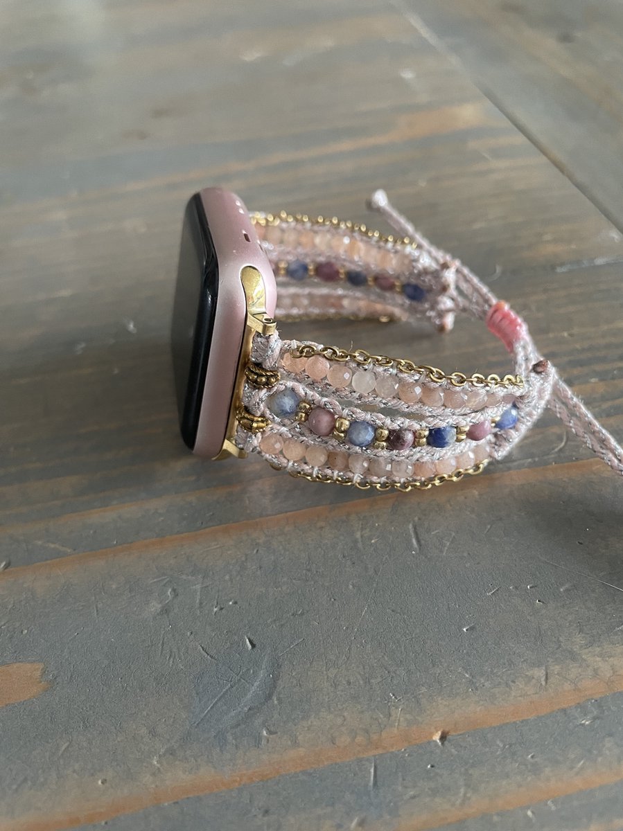 Applewatch horlogebandje Bohemian ibiza fijne glazen kraaltjes 42-44-45mm met geknoopte sluiting