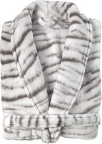 Stijlvolle fleece dames badjas Witte Tijger maat L - superzacht en comfortabel - lang model - met ceintuur, zakken en een kraag