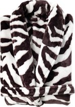 Peignoir élégant pour femme en polaire Zebra taille L - super doux et confortable - modèle long - avec ceinture, poches et col