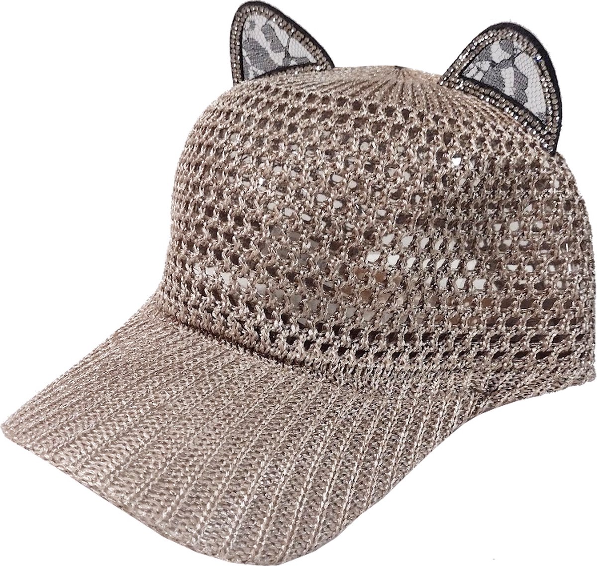 Cat Ear Baseball Cap – Brons – Onesize - Mesh pet met kattenoortjes