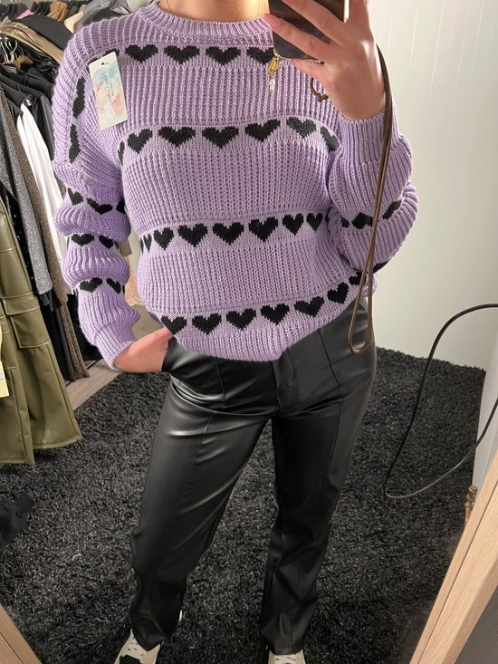Pull Valentina pull en maille lilas entre pull coeurs pull