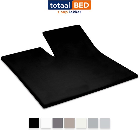 Hoeslaken - split - 180x200cm - zwart - 100% katoensatijn