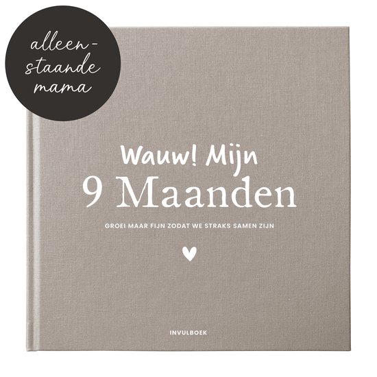 Foto: Mijn 9 maanden invulboek linnen taupe alleenstaande mama