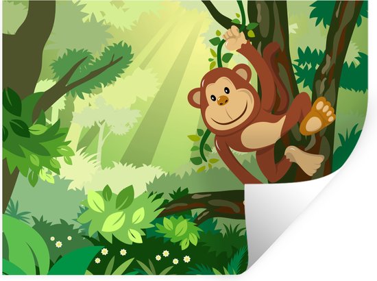 Stickers muraux - Feuille Autocollant - Singe - Jungle - Garçons - Filles - Fleurs - Kids - 40x30 cm - Film Adhésif - Stickers muraux Muraux Chambre Enfant - Papier Peint Auto-Adhésif