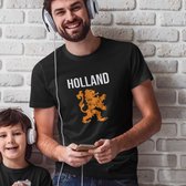 Zwart Koningsdag T-shirt - MAAT S - Dames Pasvorm - Holland Leeuw 2 Kleuren