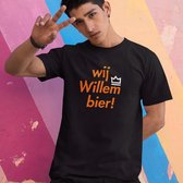 Zwart Koningsdag T-shirt - MAAT M - Dames Pasvorm - Wij Willem Bier 2 Kleuren