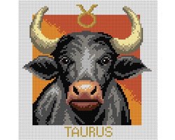 Voorbedrukt stramien om te borduren - ORCHIDEA - Sterrenbeeld Stier - 24 x 24 cm (ZONDER GARENS)