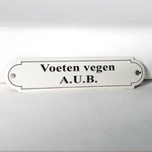 Emaille deurbordje naamplaatje Voeten Vegen - 11 x 2,7 cm Klassiek NP-KS-R2