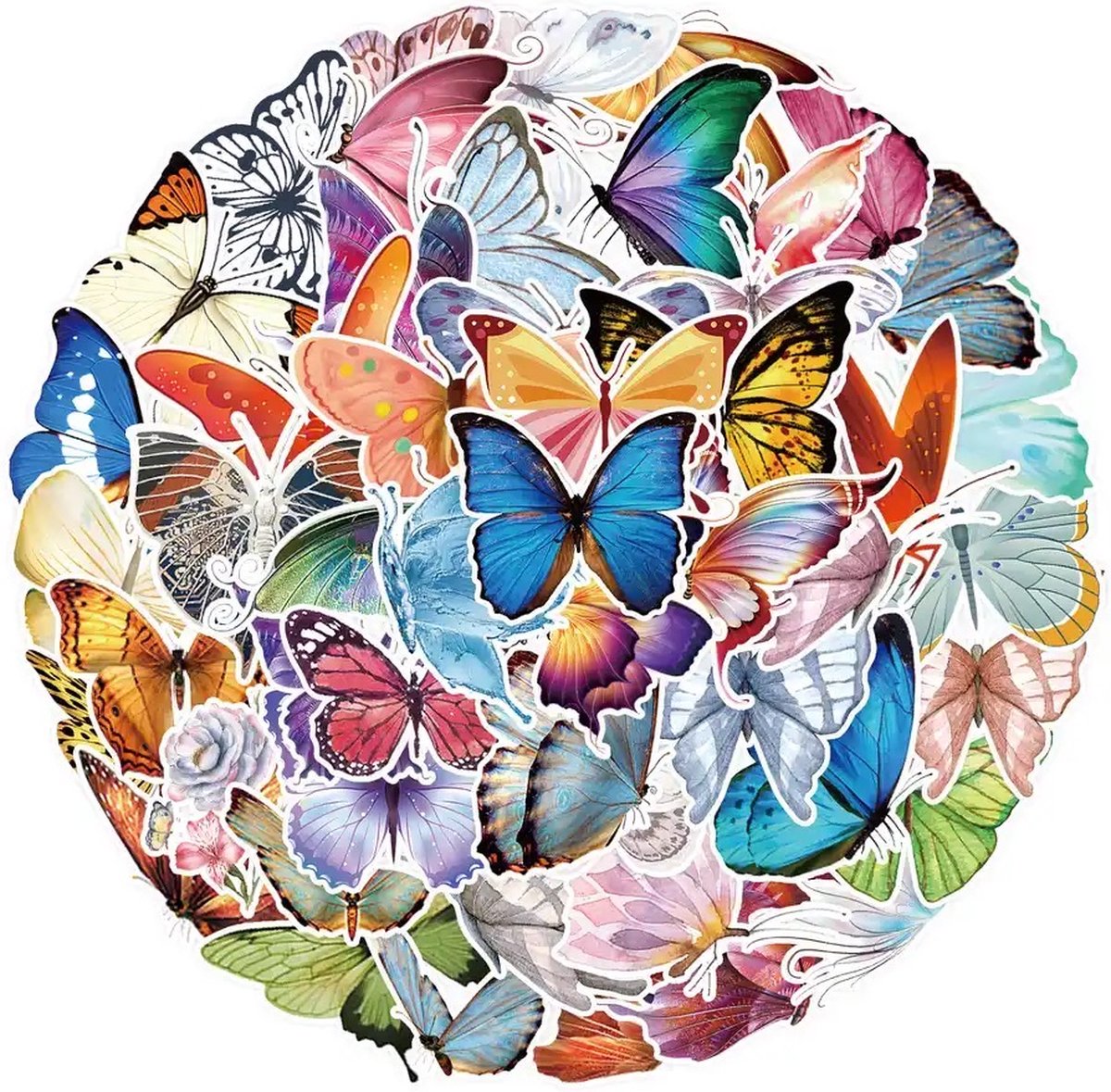 Vlinder Stickers 50 Stuks | Scrapbook Stickers | Vlinders | Butterfly | Laptop Stickers | Kinderen | Volwassenen | Stickervellen | Plakstickers | Koffer | Bullet Journal | Planner Stickers | Dieren | Vliegen | Watervaste Stickers