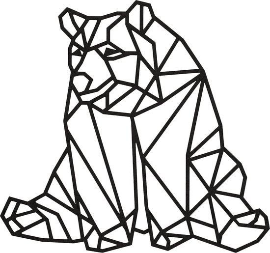Geometrische wanddecoratie zwart - Geometrische dieren - Luie Beer