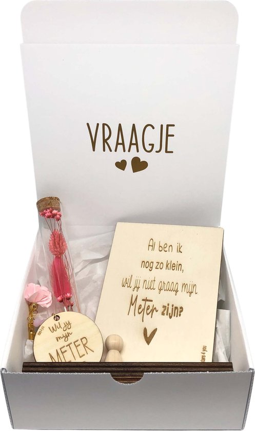 Geschenkbox Wil jij mijn METER zijn? | roze | JONGEN | houten poppetje |  liefste meter... | bol.com