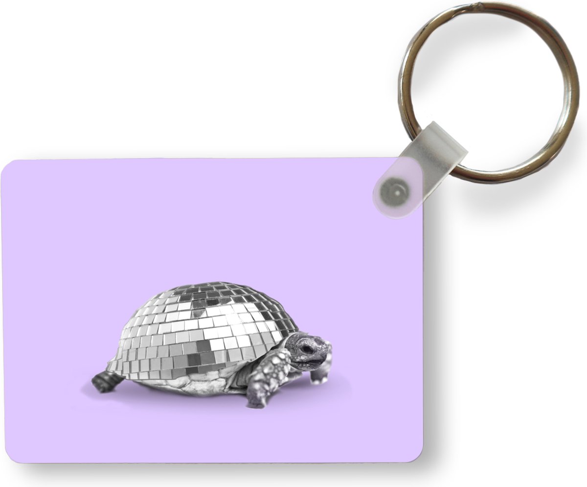 Porte-clés - Tortue - Boule à facette - Disco - Animal - Violet -  Distribution cadeaux