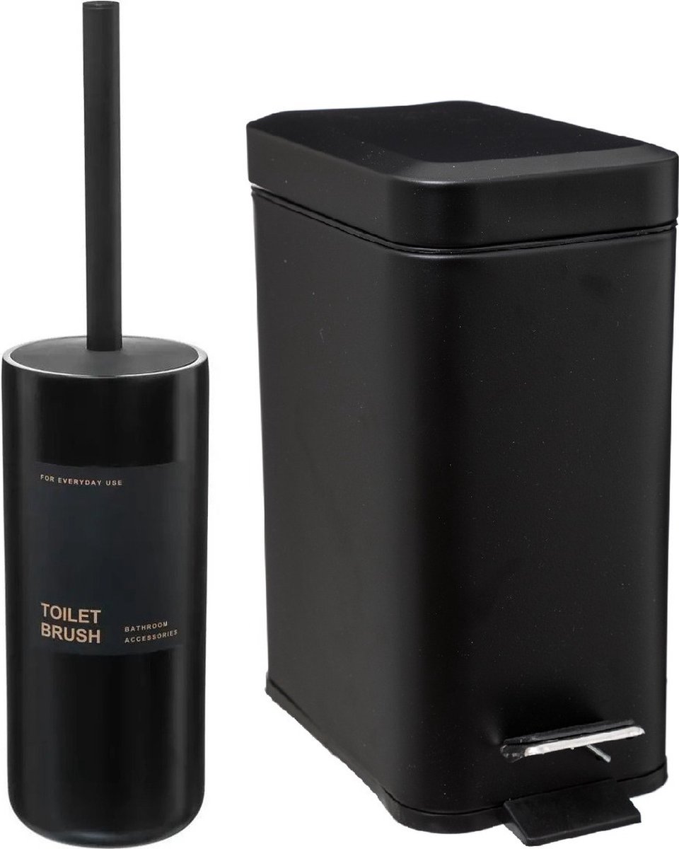 5Five Badkamer/toilet accessoires set WCborstel/pedaalemmer 5L