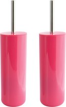 MSV Porto Toilet/wc-borstel houder - 2x - kunststof - fuchsia roze - 38 cm