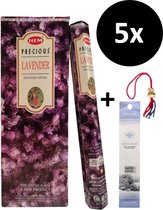 Wierook - Wierookstokjes - 5 Kokers - 100 Stokjes + 5 Mini Stokjes En 1 Gelukspoppetje - Geur Lavendel - Lavender