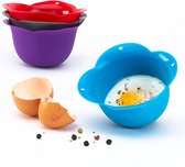 Siliconen eierstroopbeker - Gepocheerde eieren perfect zonder stress of rommel - Set van 4 niet-klevende pods voor eenvoudig losmaken en schoonmaken