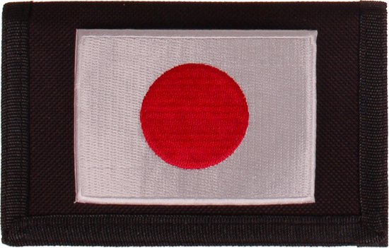 Klittenbandportemonnee Zwart 12x9cm - Applicatie 8x6cm vlag Japan