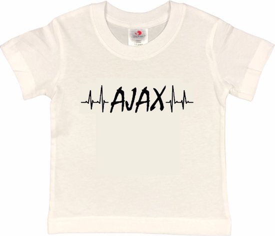 Amsterdam Kinder t-shirt | AJAX hartslag | Verjaardagkado | verjaardag kado | grappig | jarig | Amsterdam | Ajax | cadeau | Cadeau | Wit/zwart | Maat 134/140