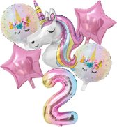Unicorn ballon set - 110x78cm - Folie Ballon - Eenhoorn - Themafeest - 2 jaar - Verjaardag - Ballonnen - Versiering - Helium ballon
