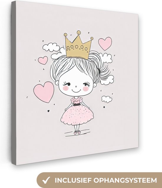 Set van 3 posters 30 x 40 meisje kinderkamer roze schilderijen wanddecoratie schilderij op canvas geschenken verjaardag NPTWC003-M